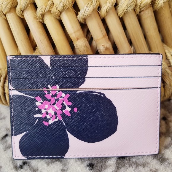 Small Slim Card Holder Kate Spade Grand Flora Pink - Picture 4 of 7